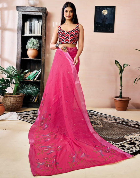 Vasthrlay Womens Printed Unstitched Purple Saree