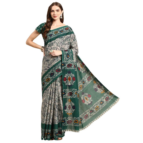 Vasthrlay Cotton Printed Mulmul Black Saree