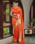 Vasthrlay Kanjivaram Banarasi Wedding Orange Saree