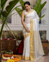 Vasthrlay Special Stripes Unstitched White Saree