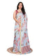 Vasthrlay Blue Linen Floral | Striped | Check Design Printed Saree With Solid Unstitched Linen Blouse Piece