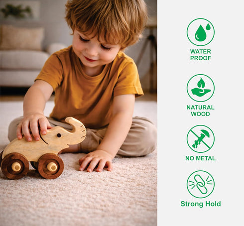 Wooden Elephant Pull-Along Toy for Toddlers