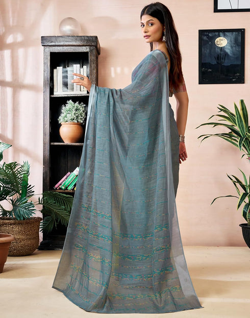 Vasthrlay Womens Printed Unstitched Purple Saree