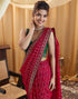Vasthrlay Georgette Bandhani Unstitched Red Saree