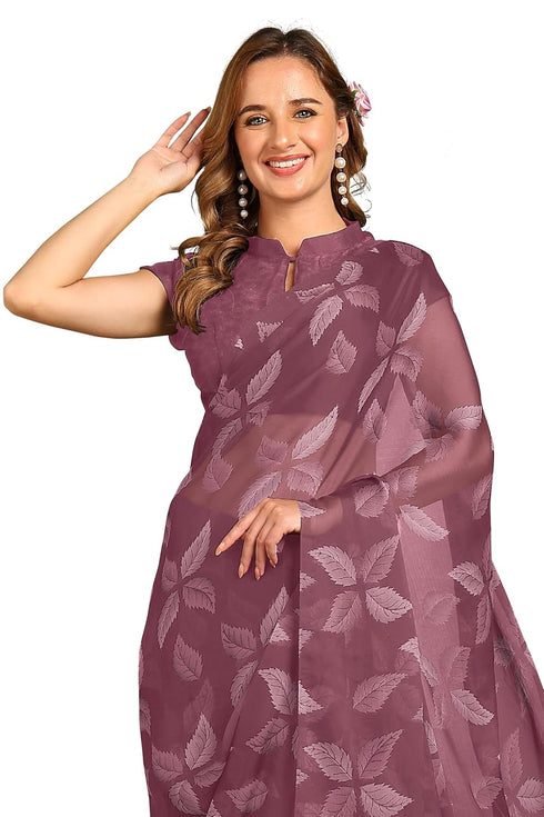 Vasthrlay Fashion Chiffon Printed Red Ethnic Wear