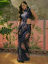 Vasthrlay Womens Printed Unstitched Dark Green Saree
