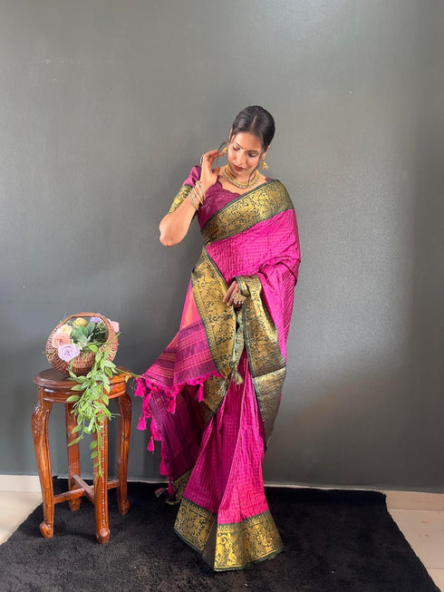 Vasthrlay Kanjivaram Traditional Contrast Included
