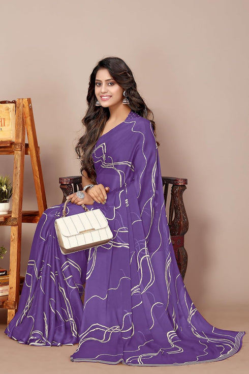 Vasthrlay Fashion Georgette Geometric Dusty Ethnic Wear
