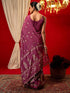 Vasthrlay Vichitra Printed Dusty Wine Saree With Unstitched Blouse Piece