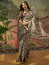 Vasthrlay Womens Printed Beige Saree With Unstitched Blouse Piece