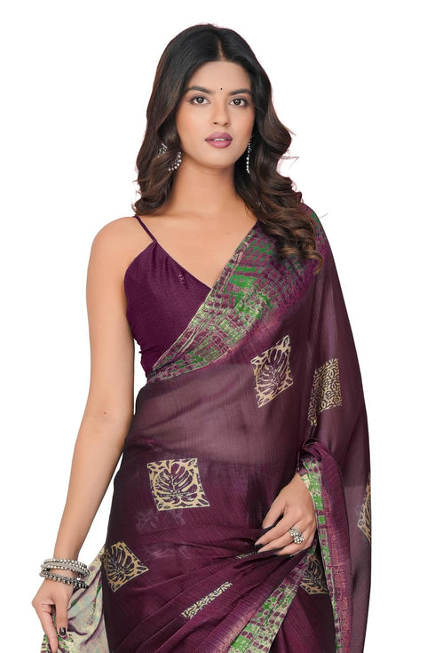 Vasthrlay Fashion Chiffon Abstrect Printed Ethnic Wear