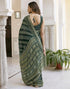 Vasthrlay Georgette Bandhani Green Saree With Unstitched Blouse Piece