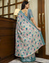 Vasthrlay Womens Cotton Unstitched Teal Saree