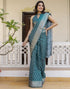 Vasthrlay Womens Printed Unstitched Green Saree