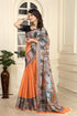 Vasthrlay Orange Unstitched Saree