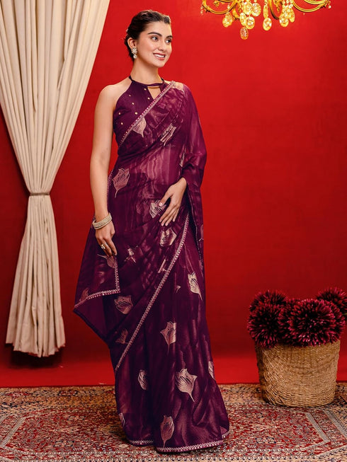 Vasthrlay Georgette Printed Dark Saree