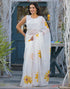 Vasthrlay Womens Printed Unstitched Off White Saree