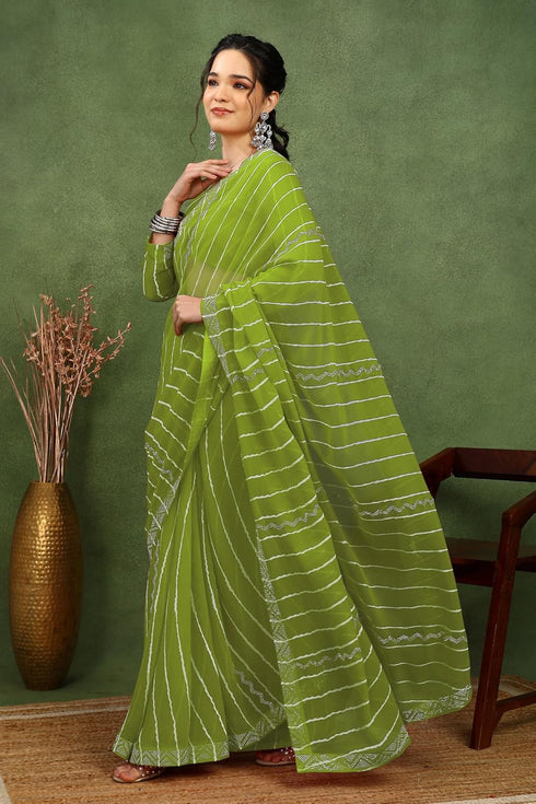 Vasthrlay Fashion Georgette Stripes Navy Ethnic Wear