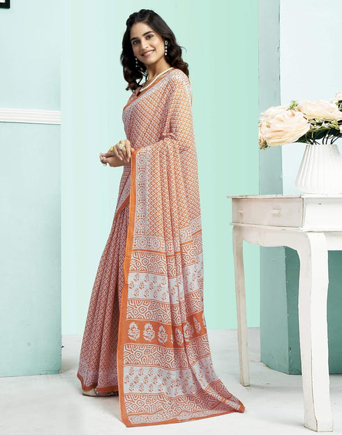 Vasthrlay Womens Printed Unstitched Green Saree