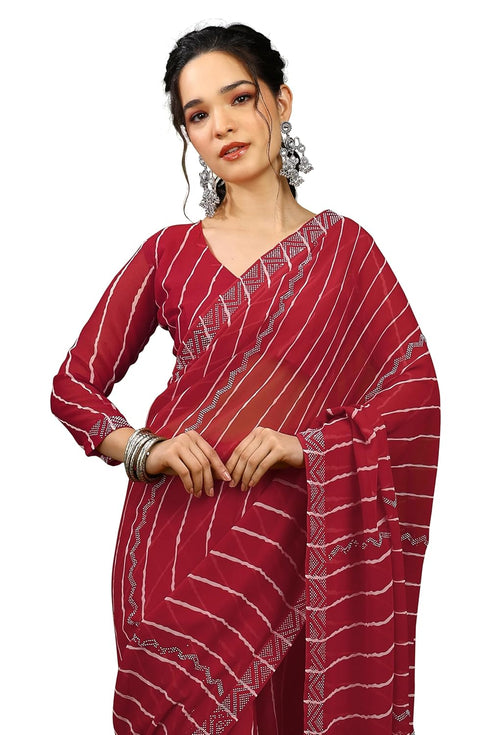 Vasthrlay Fashion Georgette Stripes Navy Ethnic Wear