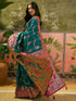 Vasthrlay Womens Weaving Teal Green Saree With Unstitched Blouse Piece
