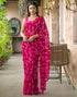 Vasthrlay Chiffon Bandhani Dark Pink Saree With Unstitched Blouse Piece