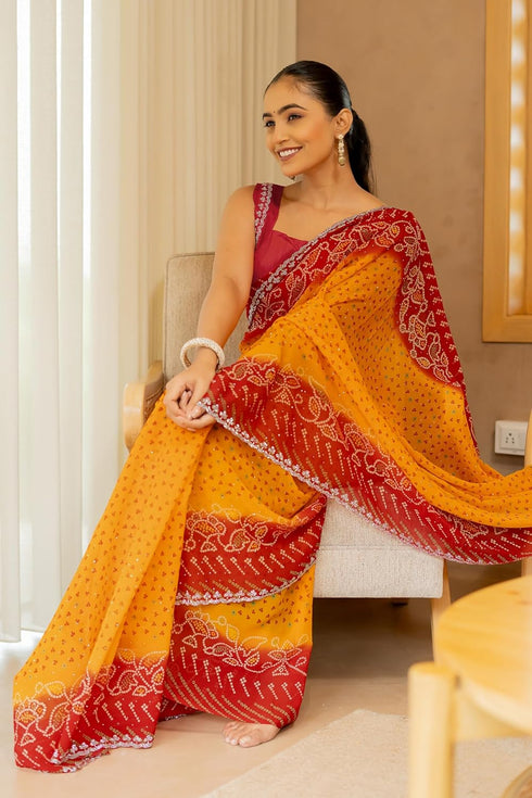 Vasthrlay Fashion Georgette Leheriya Printed Ethnic Wear