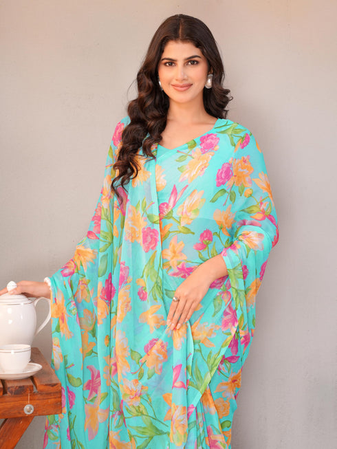 Vasthrlay Chiffon Floral Saree