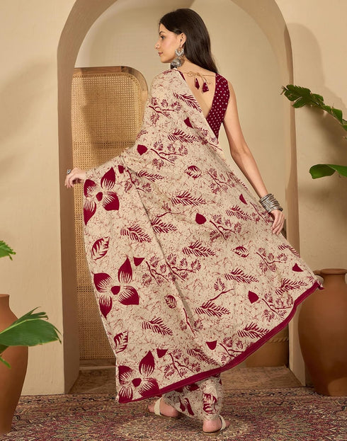 Vasthrlay Womens Printed Unstitched Purple Saree