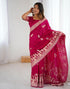 Vasthrlay Banarasi Weaving Pink Saree With Unstitched Blouse Piece