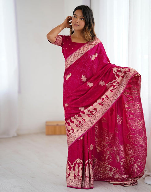 Vasthrlay Banarasi Weaving Unstitched Blue Saree