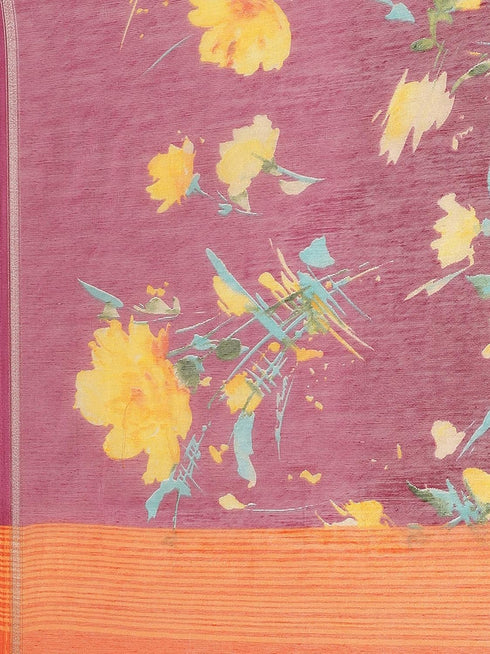 Vasthrlay Floral Unstitched Yellow Ethnic Wear