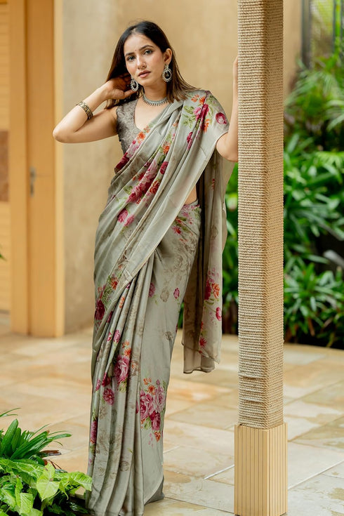 Vasthrlay Fashion Chiffon Printed Dusty Ethnic Wear