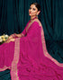 Vasthrlay Embroidery Georgette Pink1 Saree With Unstitched Blouse Piece