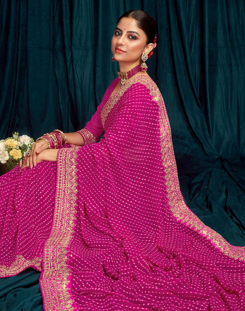Vasthrlay Embroidery Georgette Unstitched Sky Blue Saree