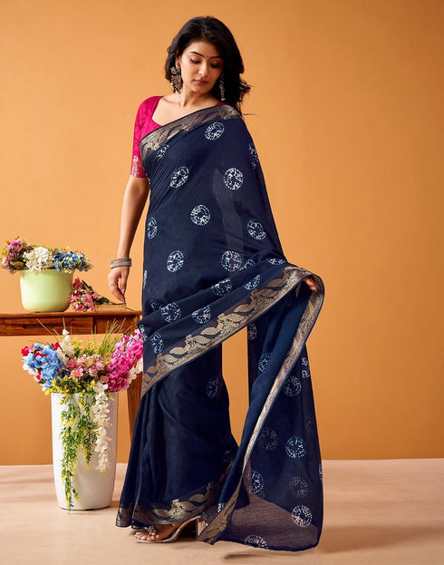Vasthrlay Weaving Printed Unstitched Maroon Saree