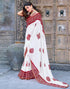 Vasthrlay Bandhani Georgette White And Red Saree With Unstitched Blouse Piece
