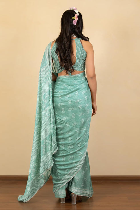 Vasthrlay Fashion Georgette Leheriya Turquoise Ethnic Wear