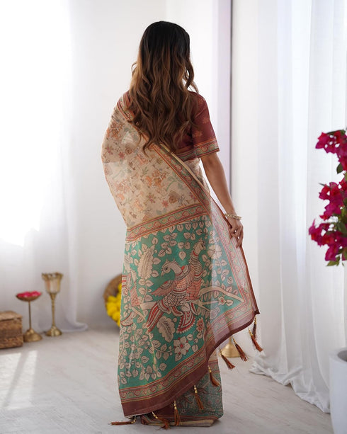 Vasthrlay Handloom Geometric Burgundy Saree