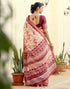 Vasthrlay Womens Printed Unstitched Beige Saree