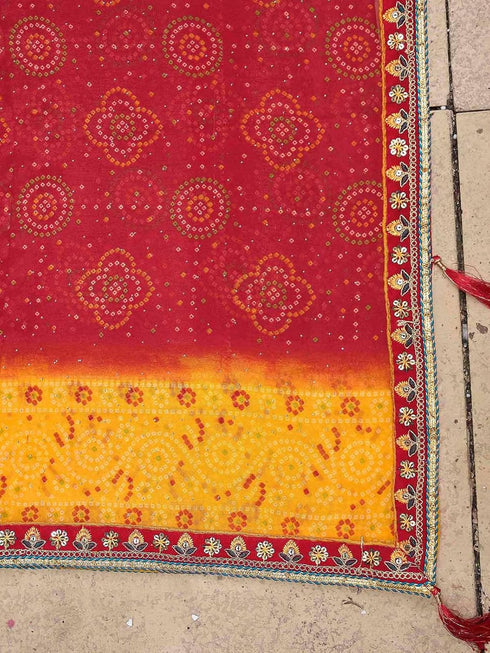 Vasthrlay Georgette Embroidery Unstitched Red Saree