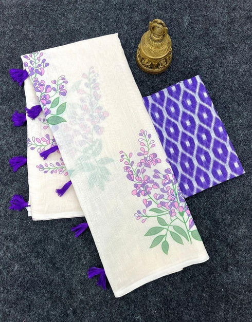 Vasthrlay Off White Breathable Texture Whitepurple