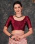 Vasthrlay Banarasi Kanjeevaram Light Pink Saree With Unstitched Blouse Piece