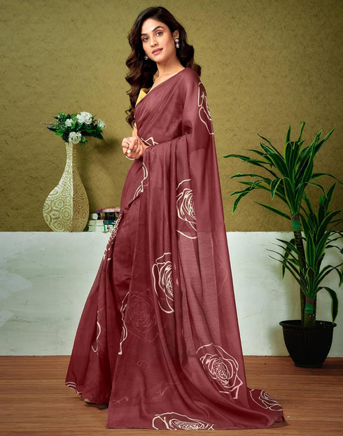 Vasthrlay Chanderi Printed Unstitched Blue Saree