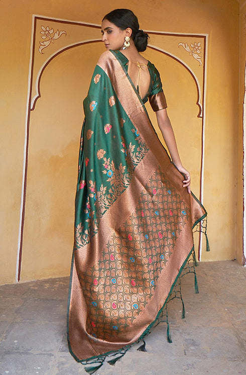Vasthrlay Banarasi Floral Unstitched Saree