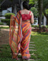 Vasthrlay Chiffon Printed Unstitched Pink Saree