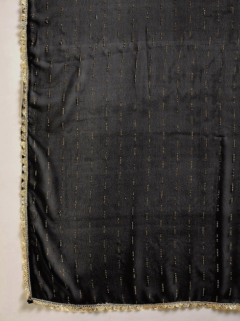 Vasthrlay Printed Black Saree