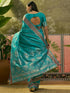 Vasthrlay Banarasi Weaving Teal Green Saree With Unstitched Blouse Piece