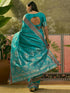 Vasthrlay Banarasi Weaving Unstitched Teal Saree
