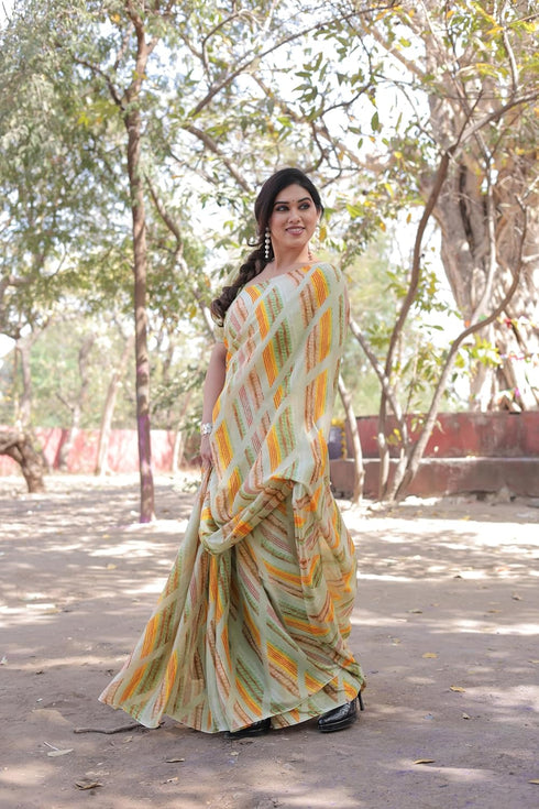 Vasthrlay Fashion Chiffon Printed Red Ethnic Wear